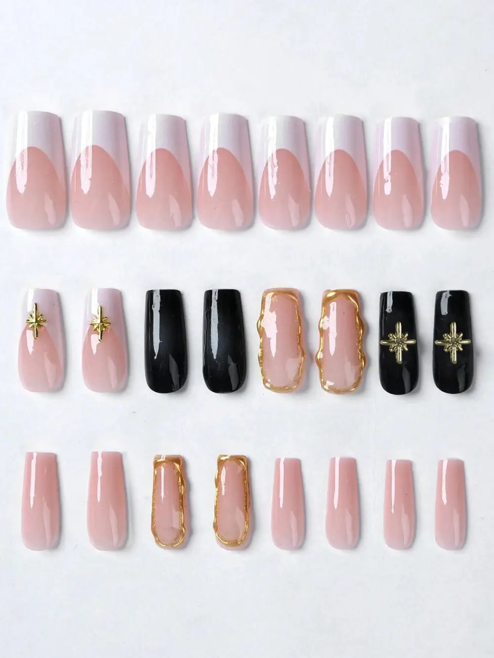 Nailhour 24Pcs Autumn Gilded Long Square Press On Nails