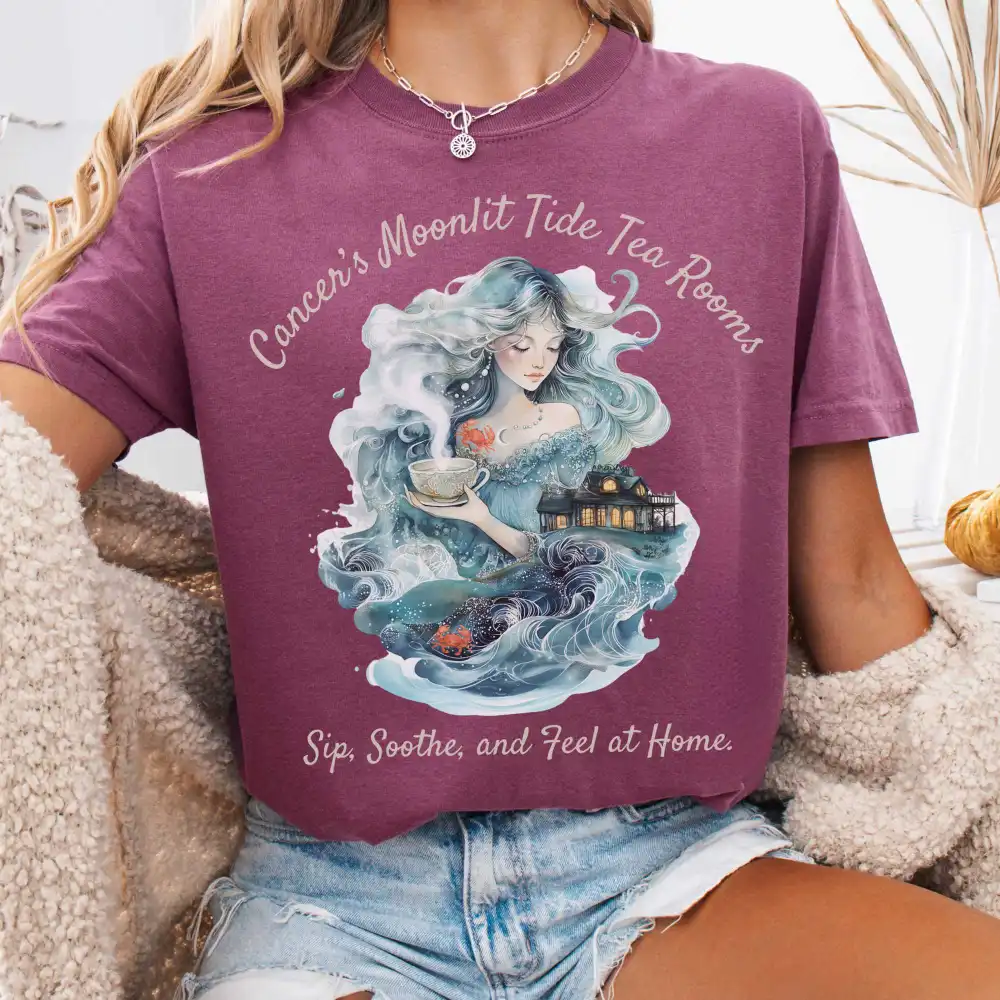 Cancer's Moonlit Tide Tea Rooms Zodiac Shirt