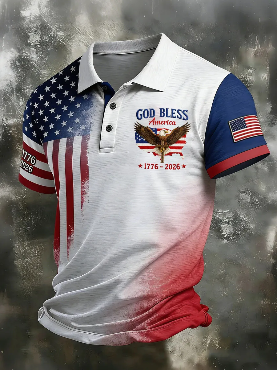 Men'S Independence Day Print Casual Polo Shirt