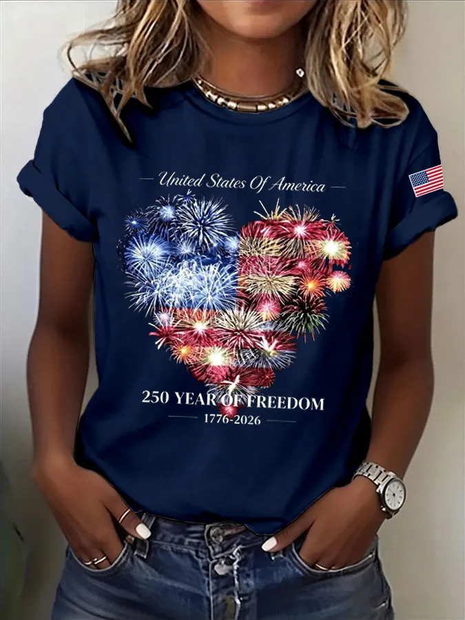 Women'S America Flag Print Casual T-Shirt