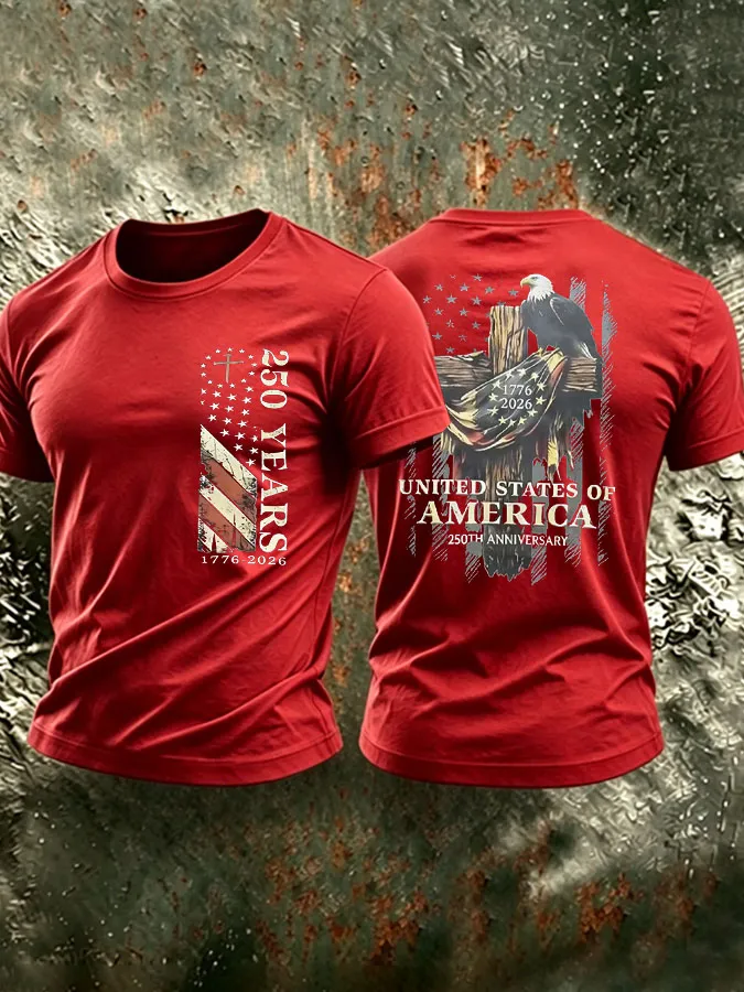 Men's America 250th Anniversary Printed Casual T-shirt