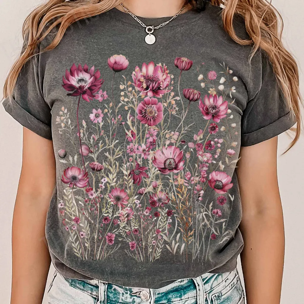 Vintage Wildflower Maroon Floral Shirt