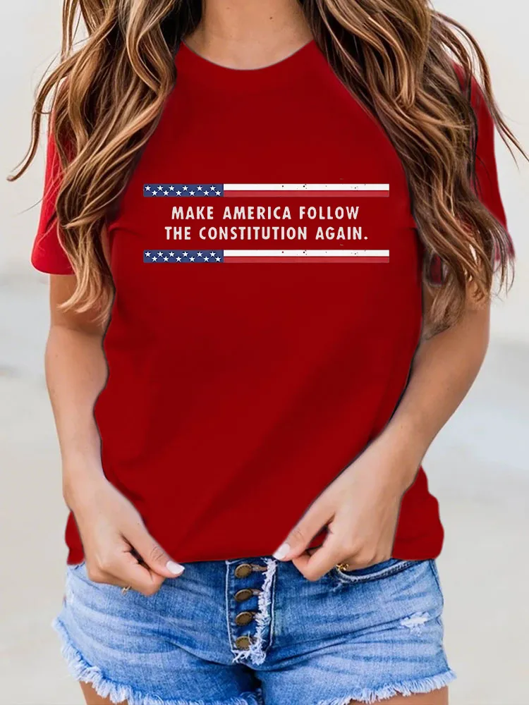Woman'S Make America Follow The Constitution Again Crew Neck Short Sleeve T-Shirt