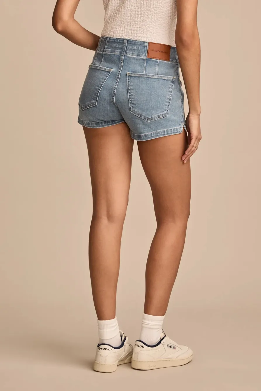 Blue Cotton High Rise Shorty