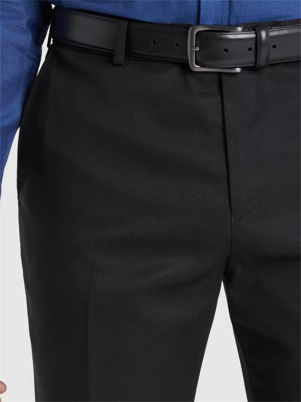 Black Textured Stretch Trousers