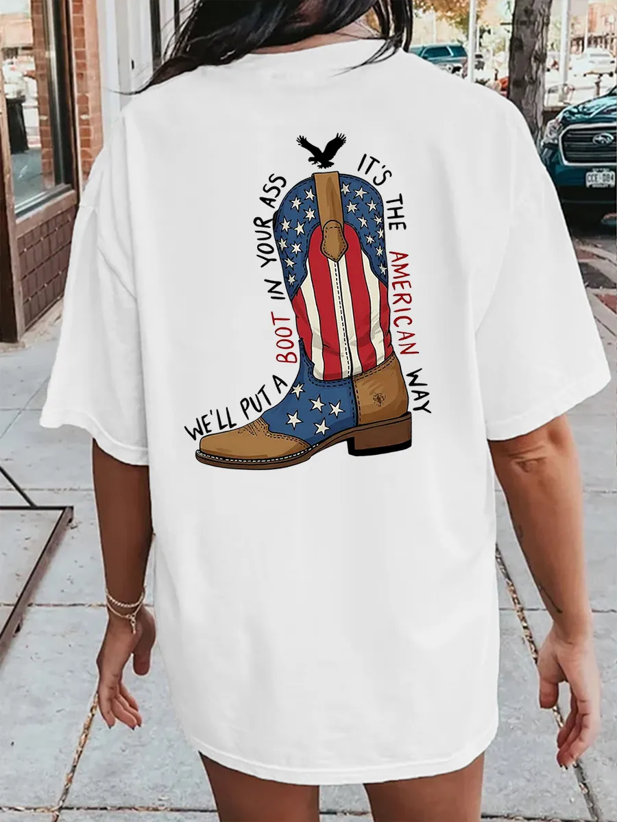 💥LAST DAY SALE 50% OFF💥Brought To You Courtesy Of The Red, White & Blue We’ll Put A Boot In Your Ass It’s The American Way T Shirt
