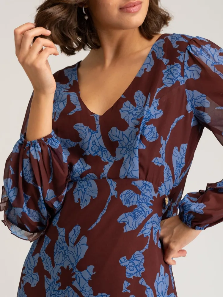 Tied Waist V-Neck Maxi Dress