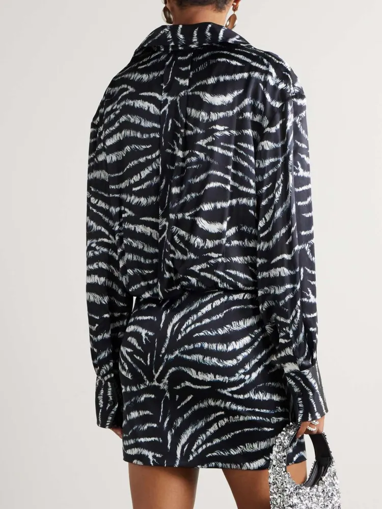 Zebra Pattern Mini Shirt Dress