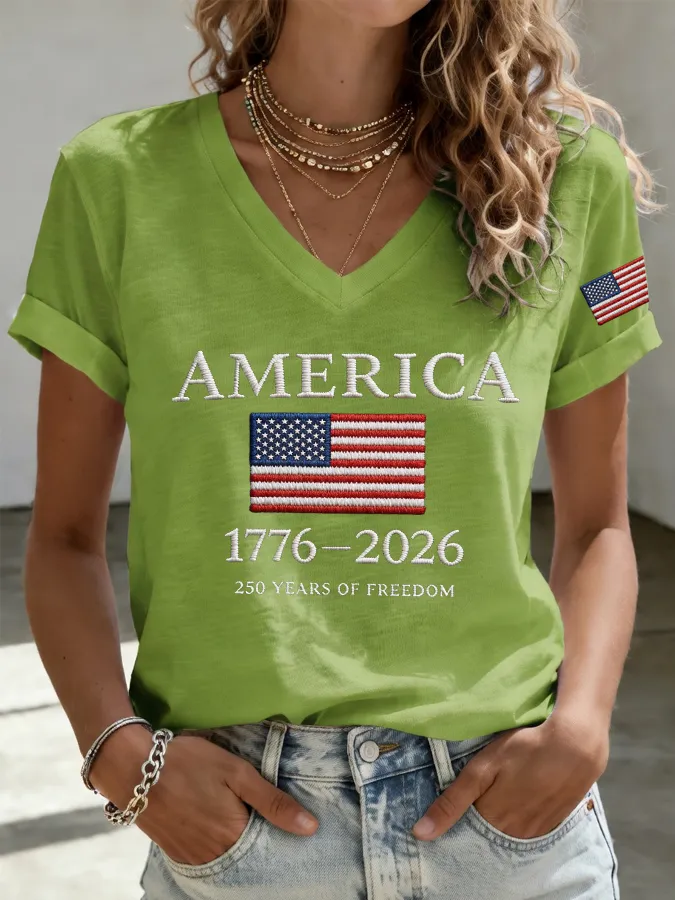 Women'S 250Th Anniversary Independence Day Printed T-Shirt