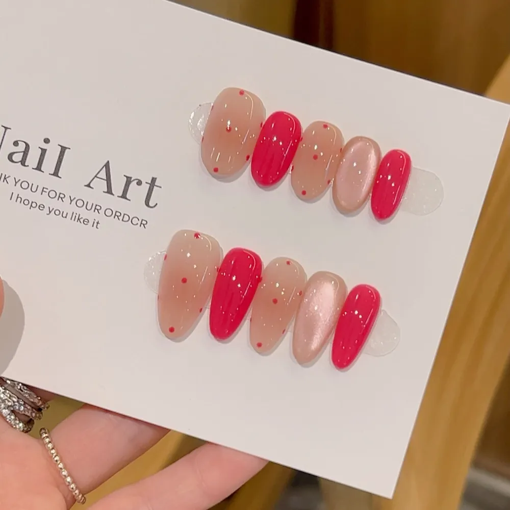 Nailhour 10Pcs Minimalist Vintage Cat Eye Medium Oval Press On Nails