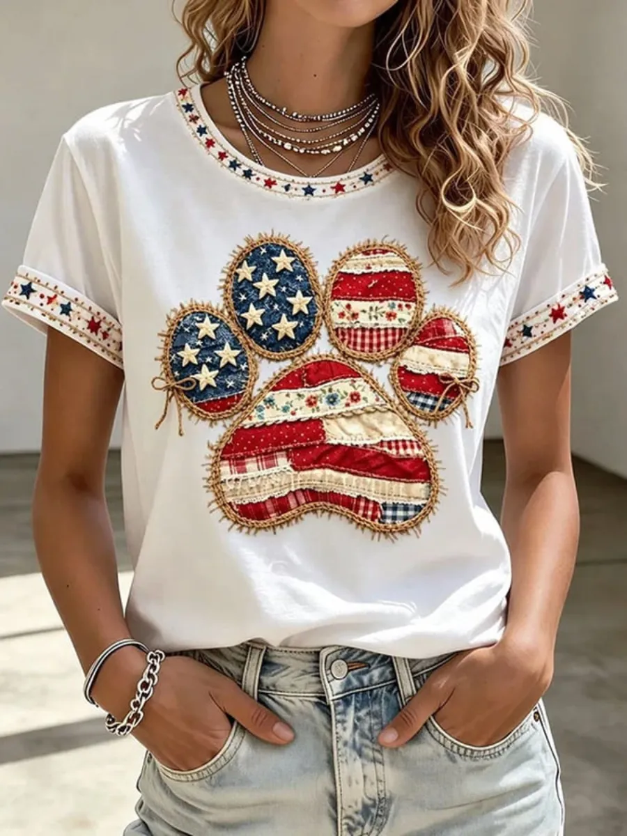 Women's Casual USA 250th Celebration Printed T-shirt