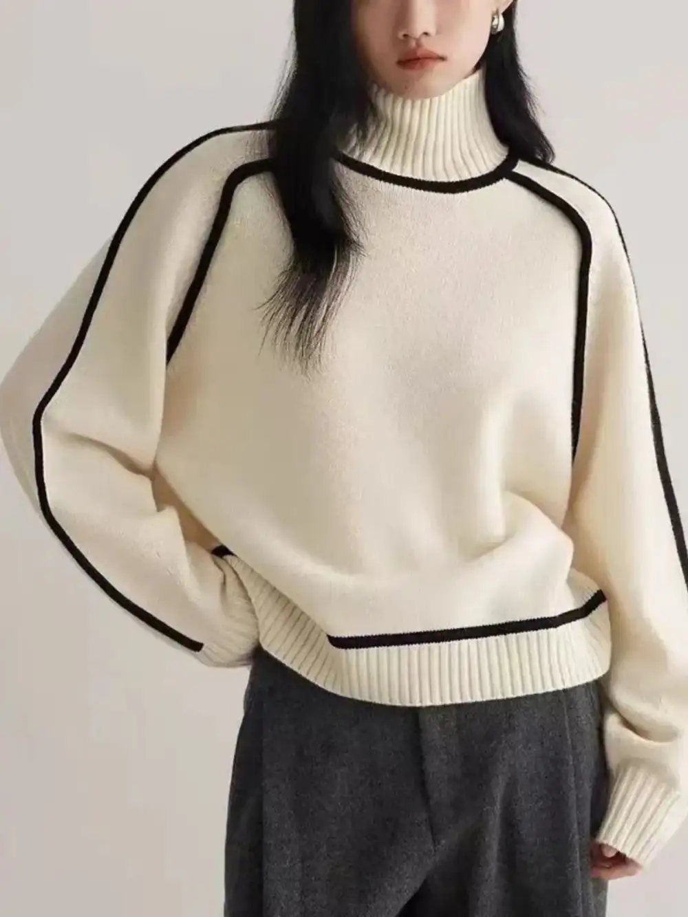 Oversized Turtleneck Knit Sweater