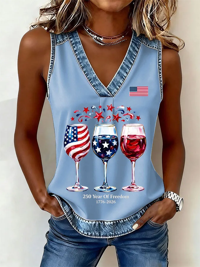 Women'S America Flag Printed Casual Vest
