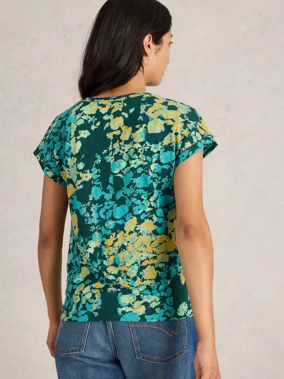 Notch Neck Print T-Shirt