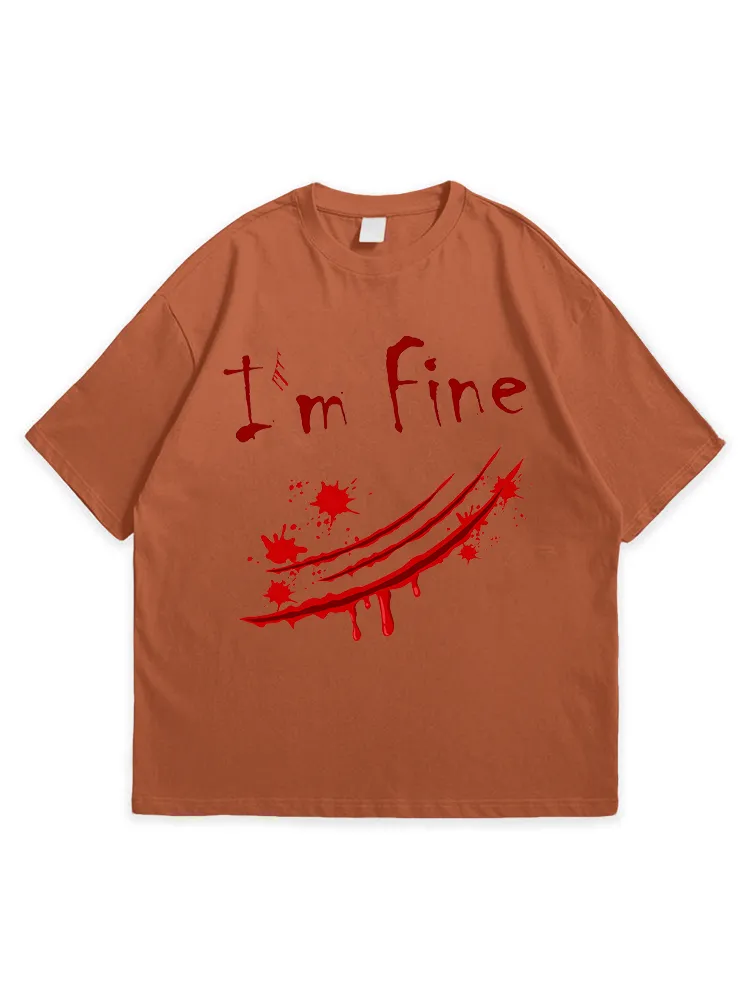 Men'S Halloween I'M FINE Comfortable Round Neck  T-Shirt