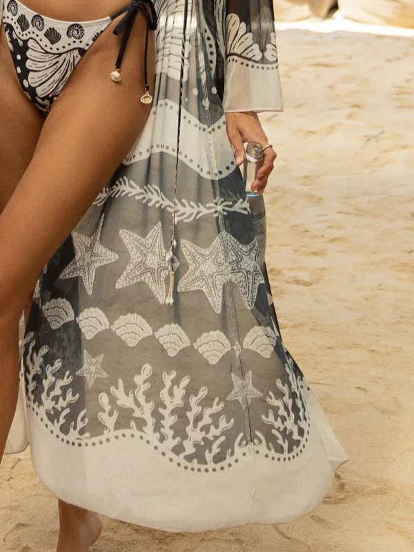 Long-Sleeve Shell Decorative Cover Shirt