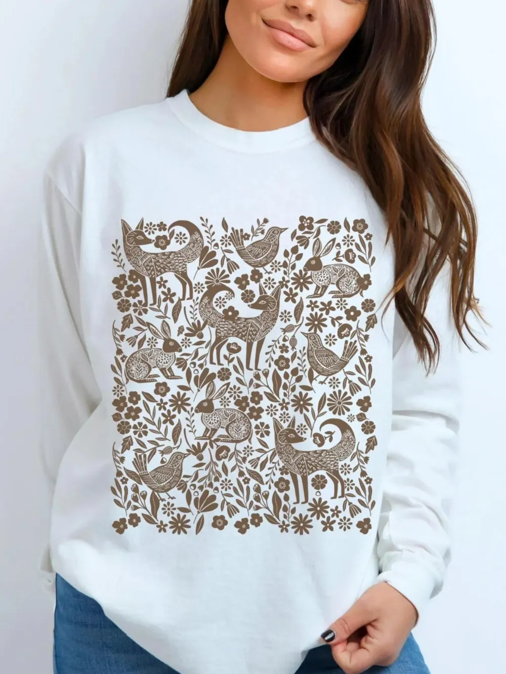 Retro Woodland Animal Print T-Shirt