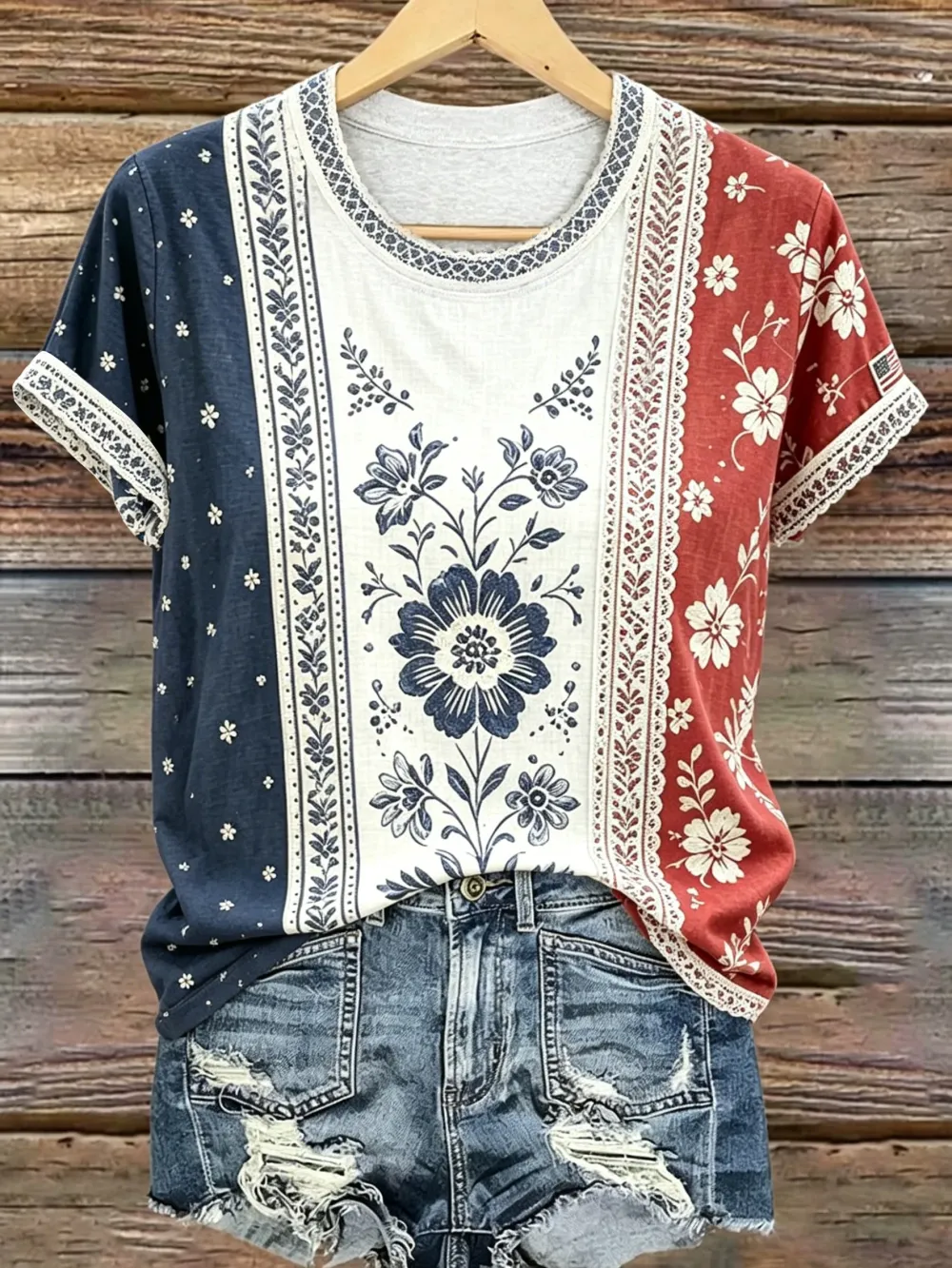 Women's casual retro American 250th T-shirt