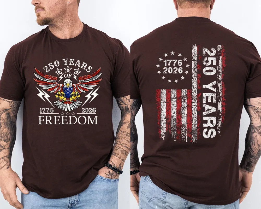 Men'S Casual American 1776-2026 Anniversary Printed Short Sleeved T-Shirt
