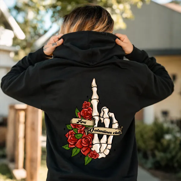 Roses with A Scroll In The Middle Retro Hoodies