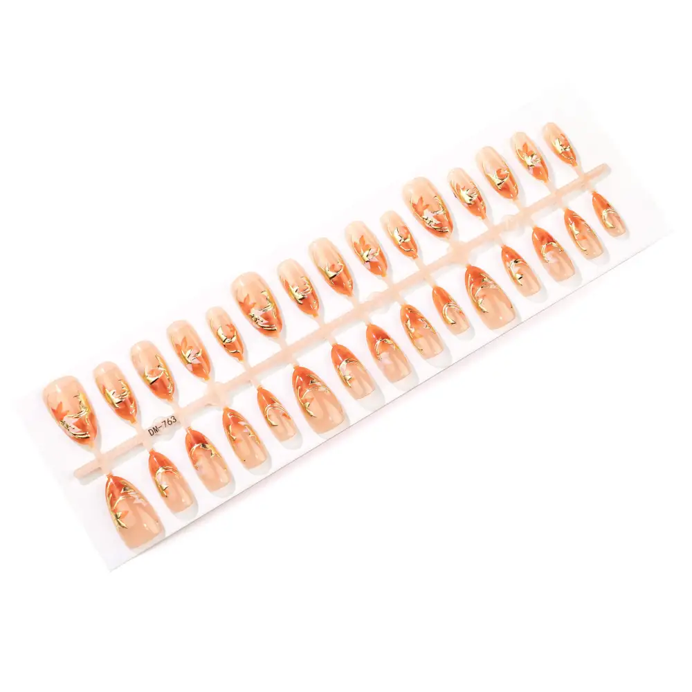 Nailhour 30PcsFrench Gilded Multicolor Medium Almond Press On Nails