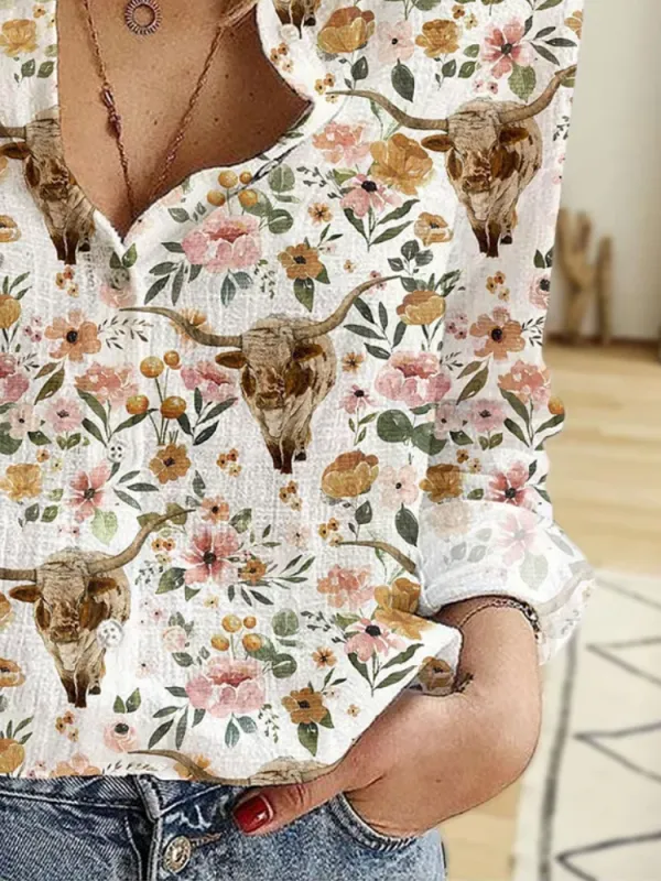 Casual Floral Long Sleeve Shirt