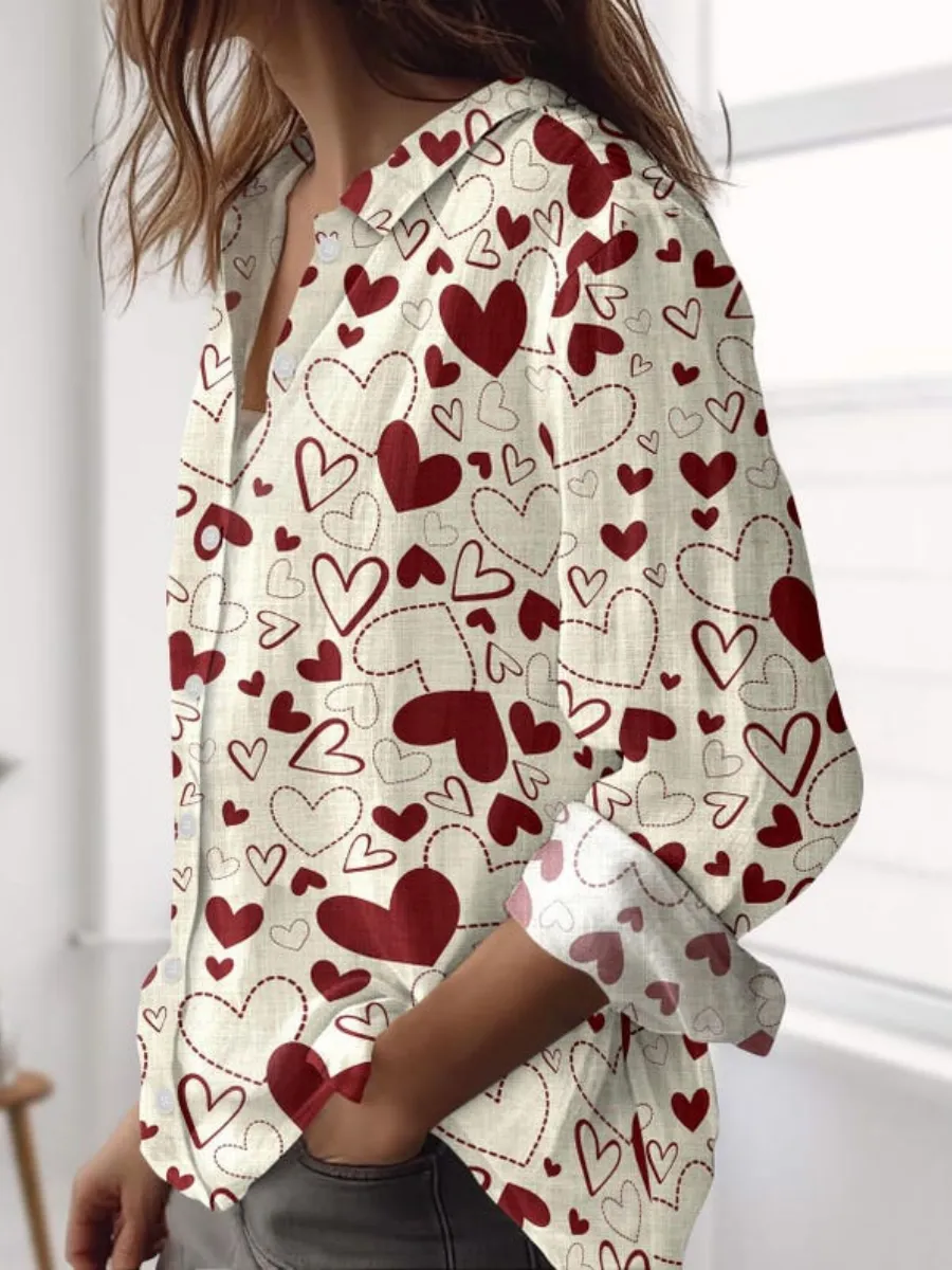 Heart Printed Long Sleeve Shirt