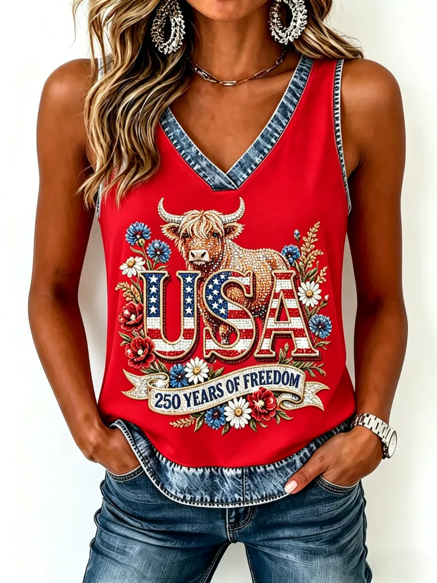 Women's 250th Anniversary Animal Printed Casual Tank Top