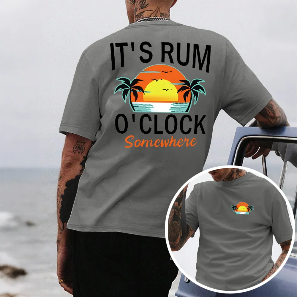 Rum Time Sunset Themed Graphic T-Shirt