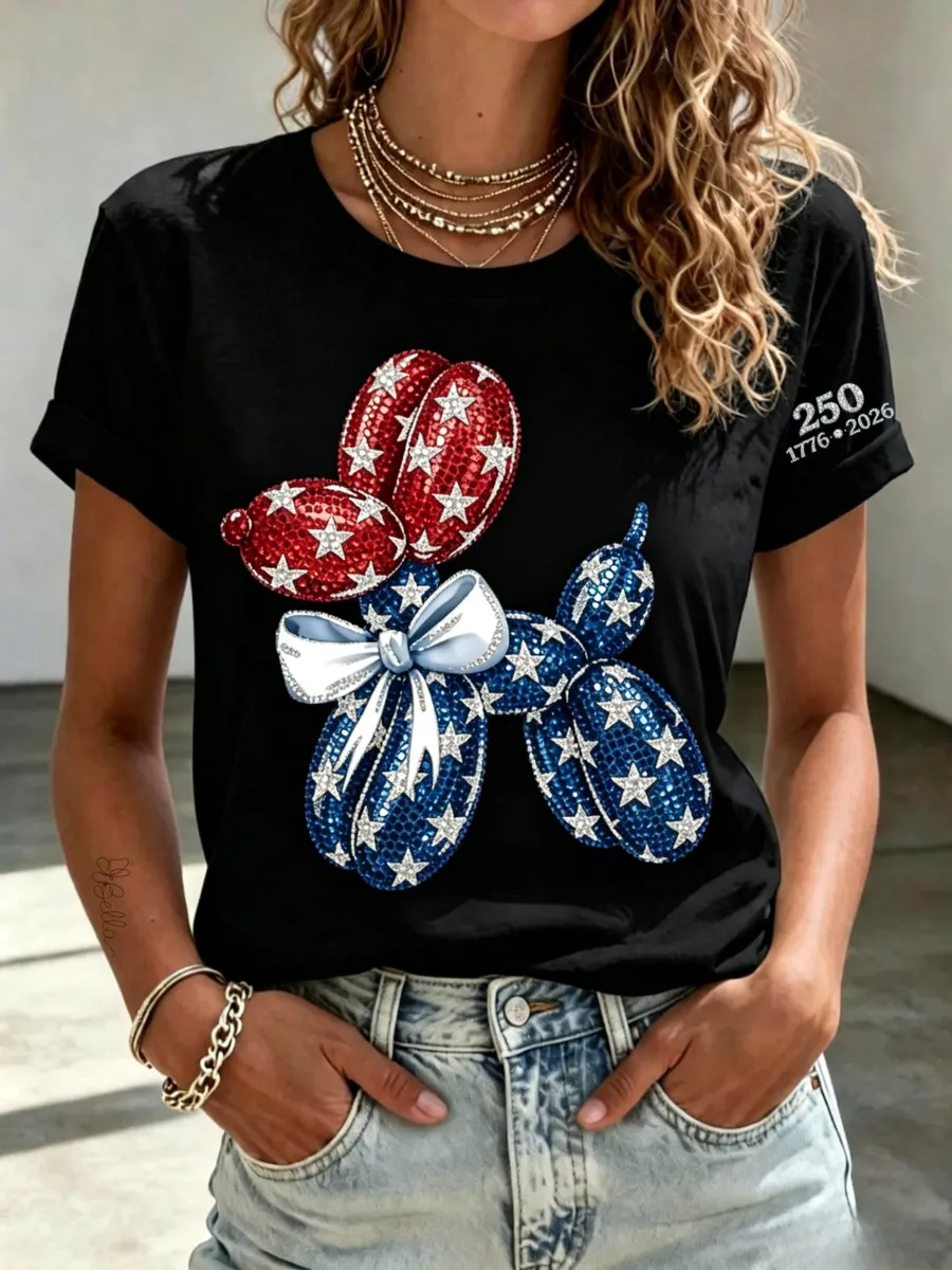 Women's Independence Day Paw Art Print T-Shirt