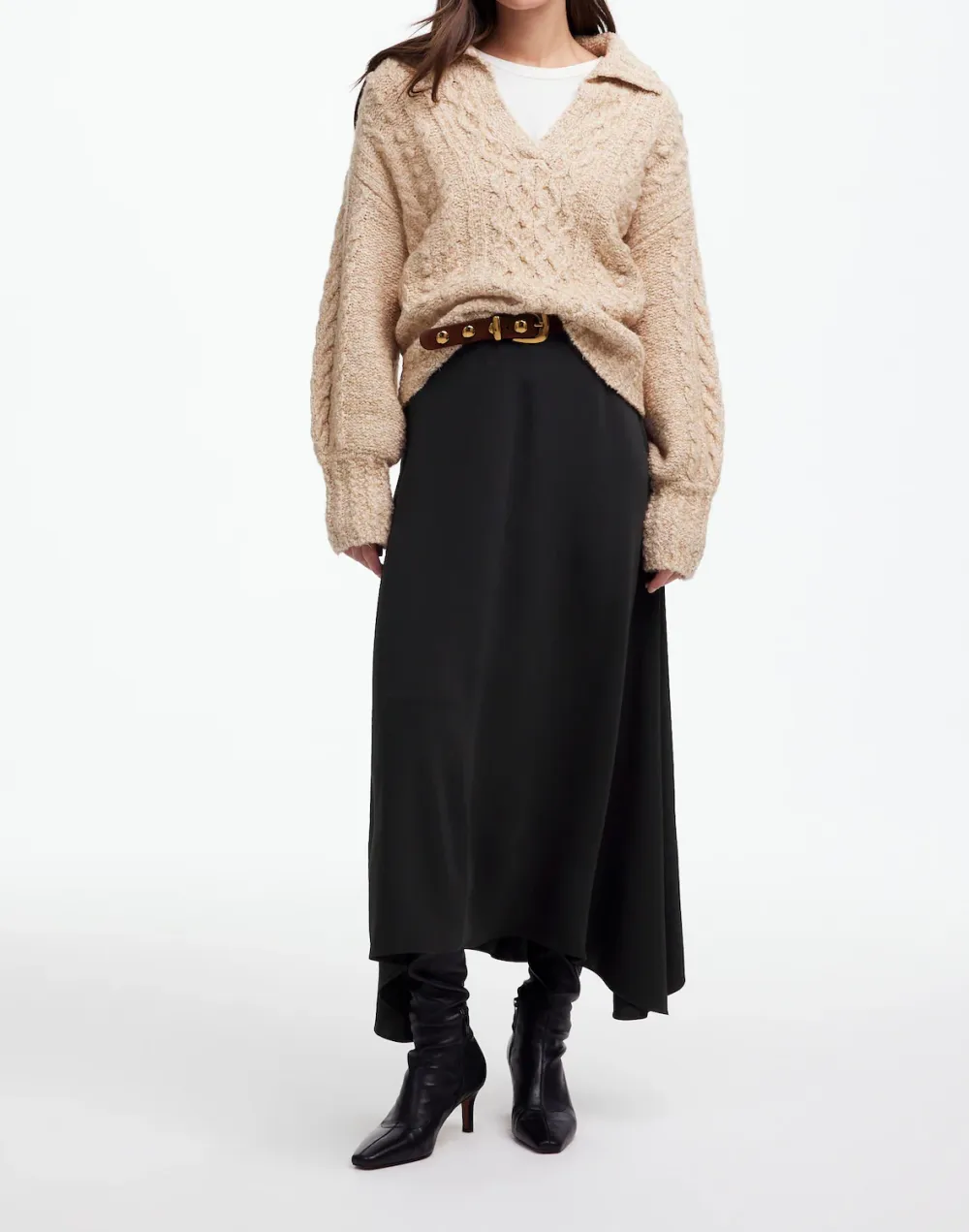 Asymmetric Pleated Wrap Maxi Skirts