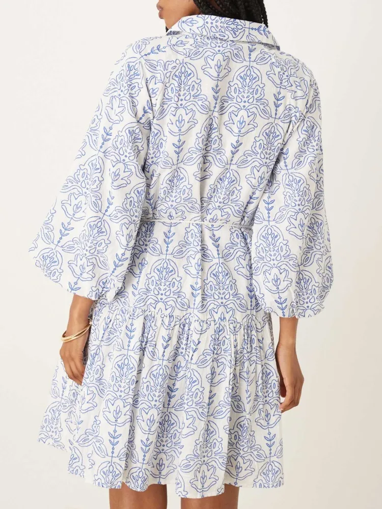 Tied Waist Print Dress