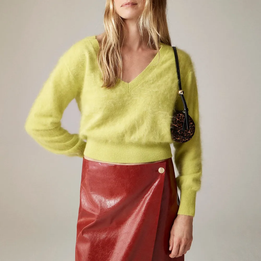 V-Neck Cashmere Cropped Sweaters