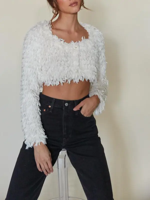 Cropped Fringe Cardigan