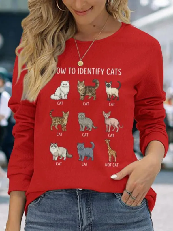 Cat Graphic Long Sleeve Tee