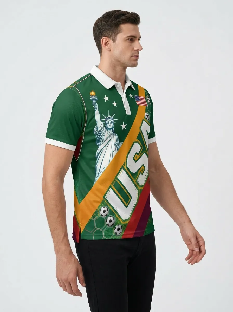 Men's USA Soccer Statue of Liberty Printed Polo Shirt