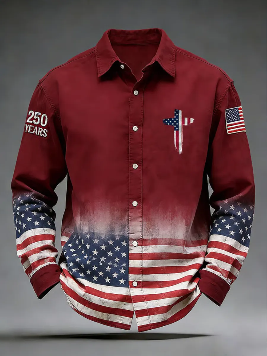 Men's 250th Anniversary Vintage Printed Long Sleeve Shirt