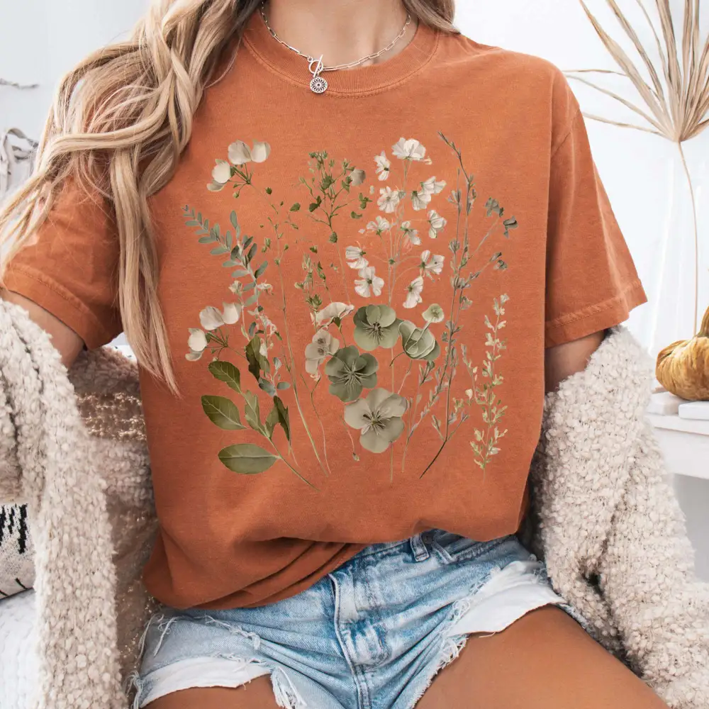 Sage And White Wildflower Shirt