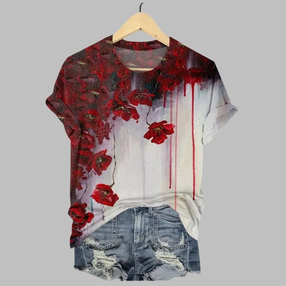 2025 Halloween Gothic Flower Art Print Printed T-Shirt