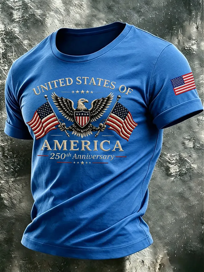 Men's The United States of America Printed Casual T-shirt