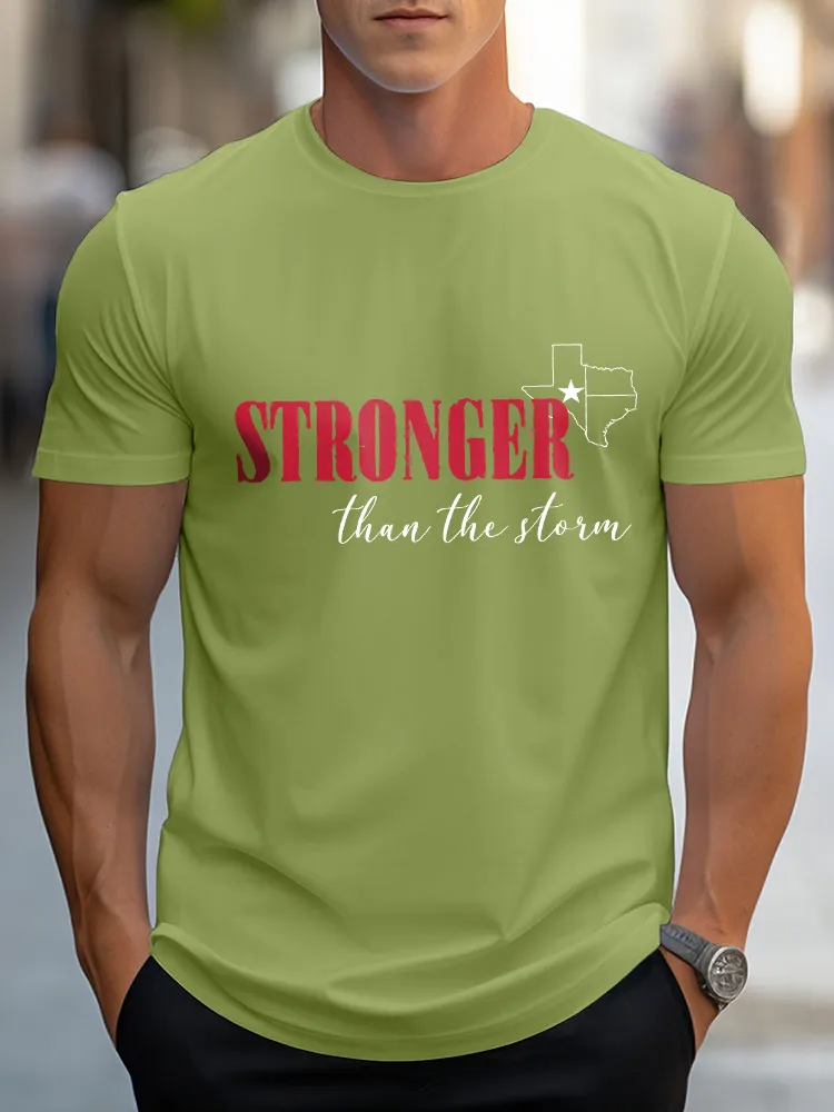 Men'S Casual Style STRONGER Daily Round Neck Slim Fit T-Shirt