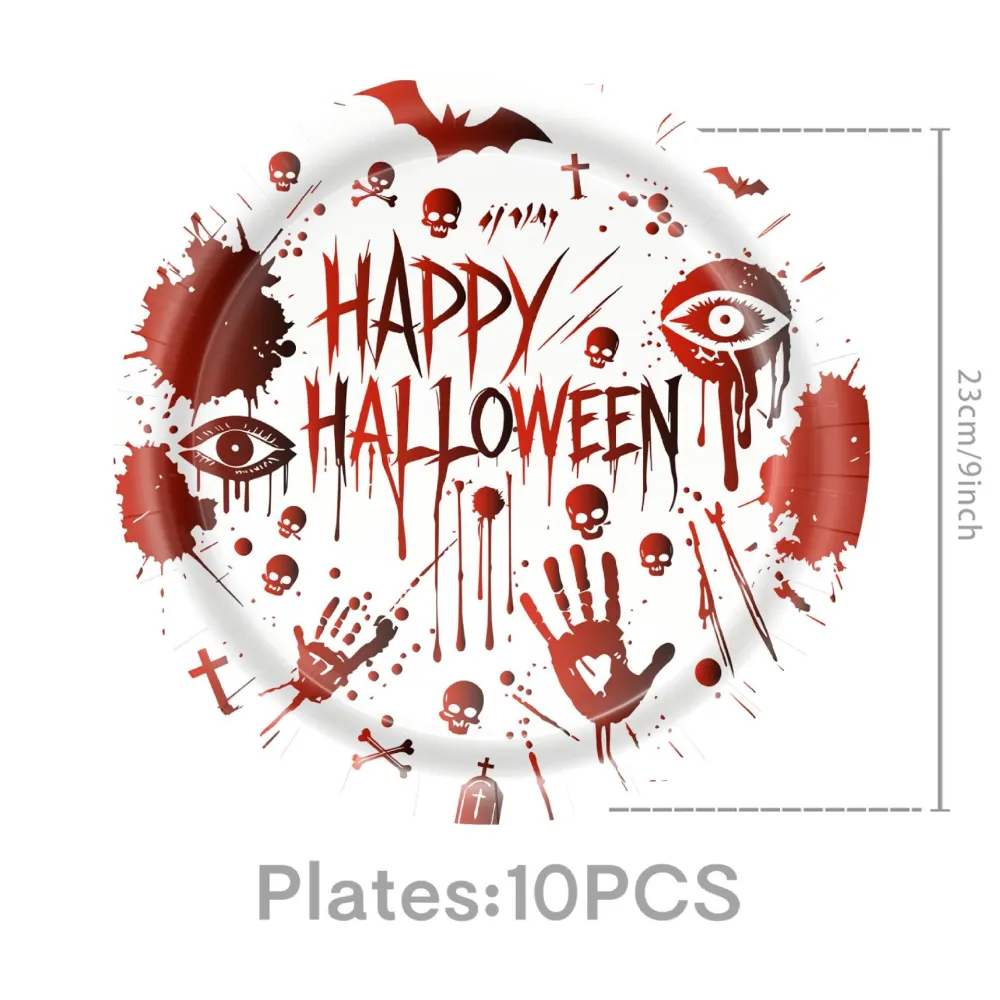 Halloween Blood Splatter Themed Disposable Dinner Plate and Paper Cup Set