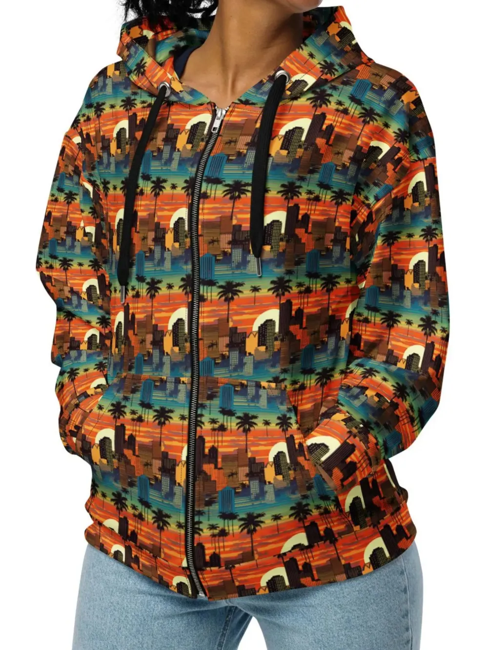City Sunset Print Hoodie