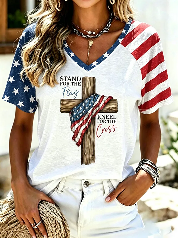 Women's casual retro Patriot T-shirt