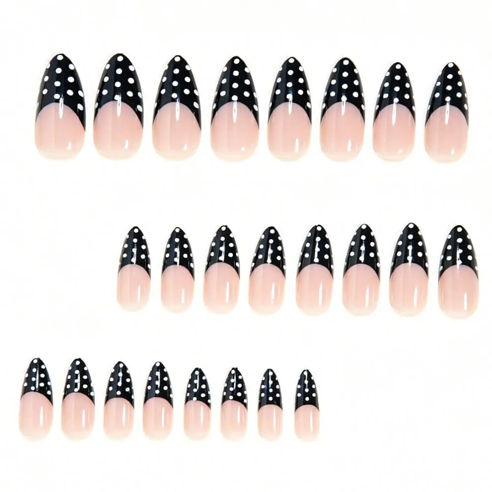 Nailhour 24Pcs French Medium Almond Minimalist Press On Nails