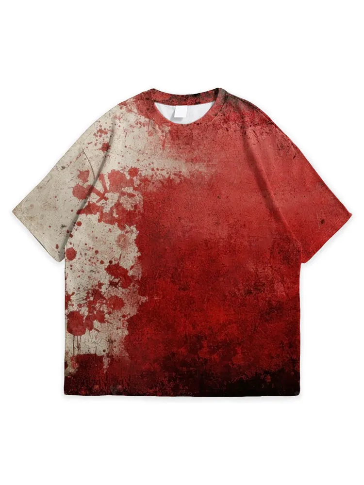 Men'S Halloween American Retro Splash Art Simple Round Neck Top Tshirt