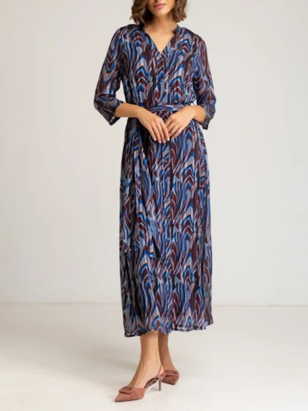 Casual Notched Midi Dress