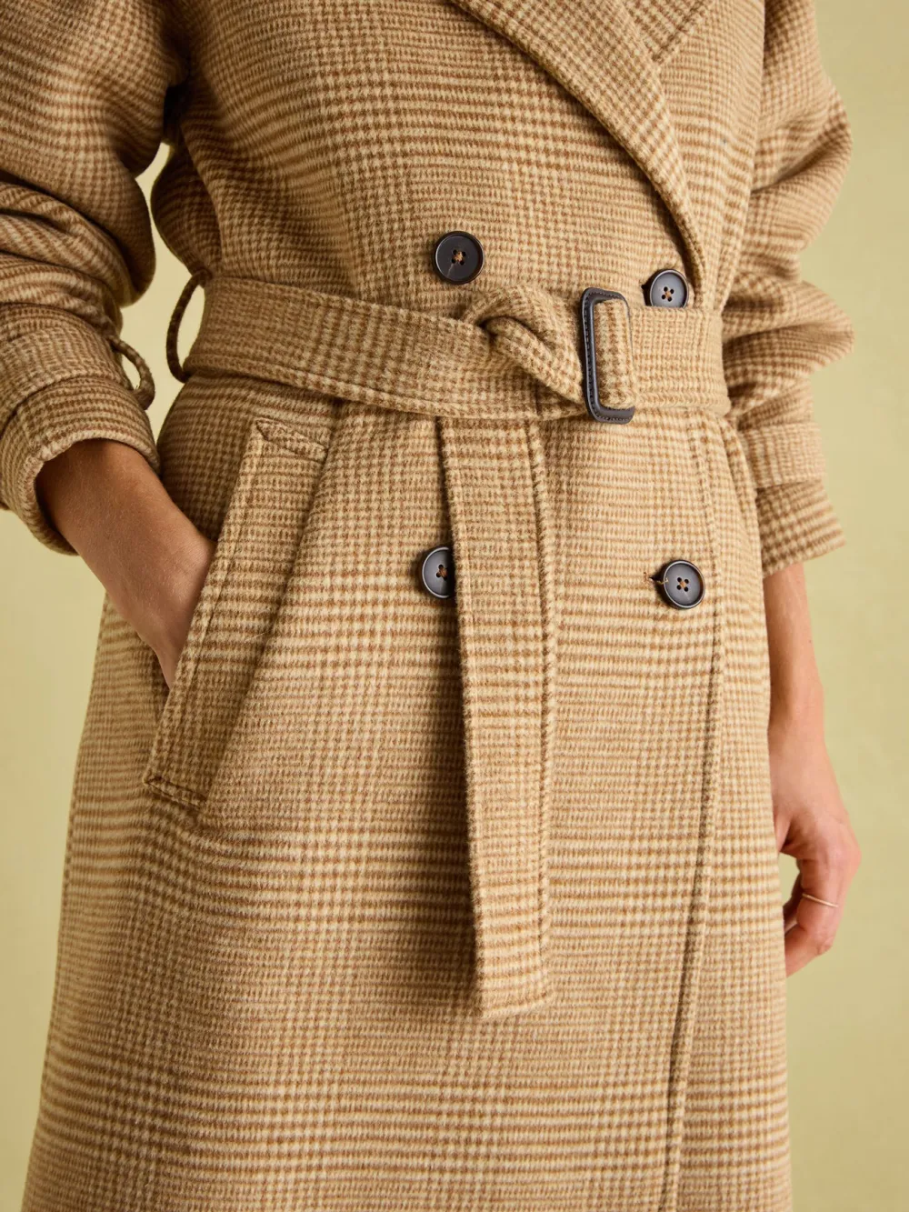 Brown Longline Wool Blend Coat
