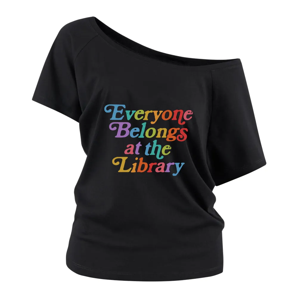 Colorful Letter Prints Off Shoulder T-shirts
