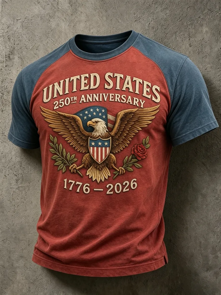 Men's America 250th Anniversary Art Print Casual T-Shirt